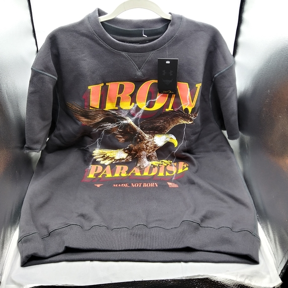 Under Armour Mens Project Rock Iron Paradise Cutoff Sweatshirt 1367037-010 - Picture 1 of 7